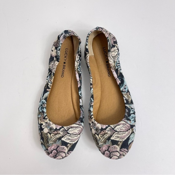 Lucky Brand Emmie Ballet Flats Shady Spruce Scala Rose Moroccan Women’s size 9 - Picture 3 of 8